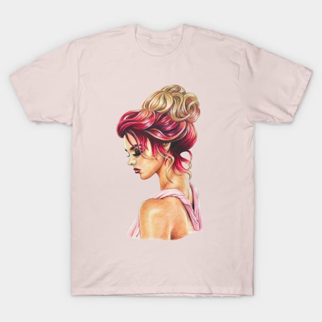 Ombré Sunset Hairstyle T-Shirt by Lady Lilac